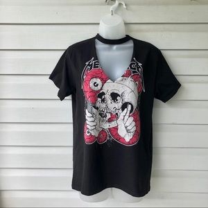 Topshop Metallica cut neck tshirt small 6 black